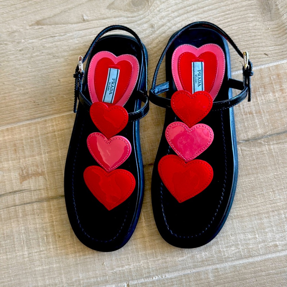 Prada very Rare Black Heart Sandals